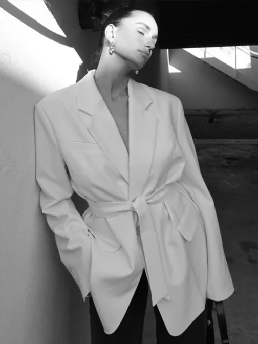 Lace-up V-neck Suit Jacket Slim Fit Sexy Commute Casual Suits Dress Women Fashion Waist Cinching Niche Design Suit Coat Autumn - Image 6