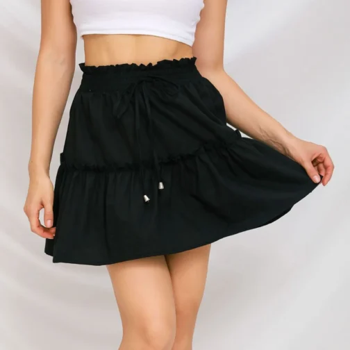 White Half Skirt Women Summer High Waist Slim Flared Snowflake Umbrella Small Size Cake Short A- shaped Skirt Y2k Mini Skirt - Image 3